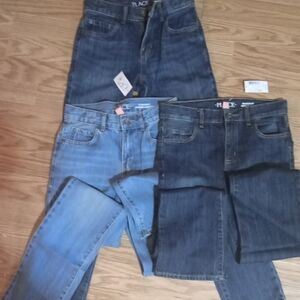 NWT The Children's Place Blue Jeans 3 Pair Boys Size 12 Slim Adjustable Waist
